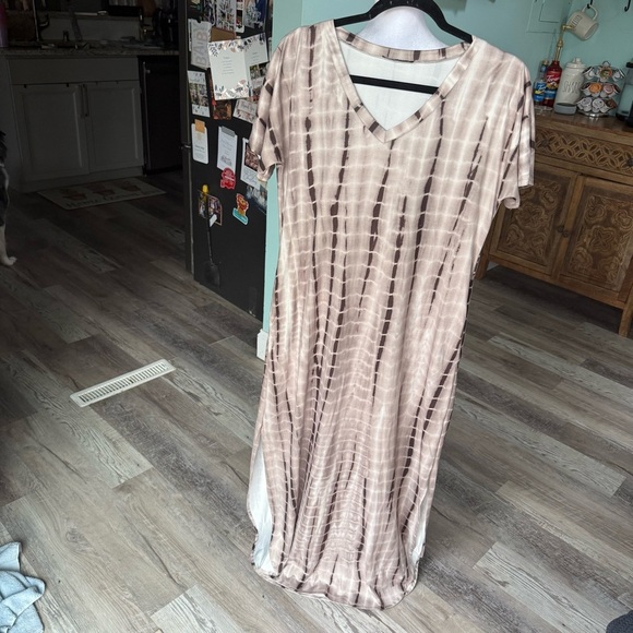 HUSKARY Women's Summer Maxi Dress Side Split Tie Dye Pockets Size Medium - Picture 1 of 6